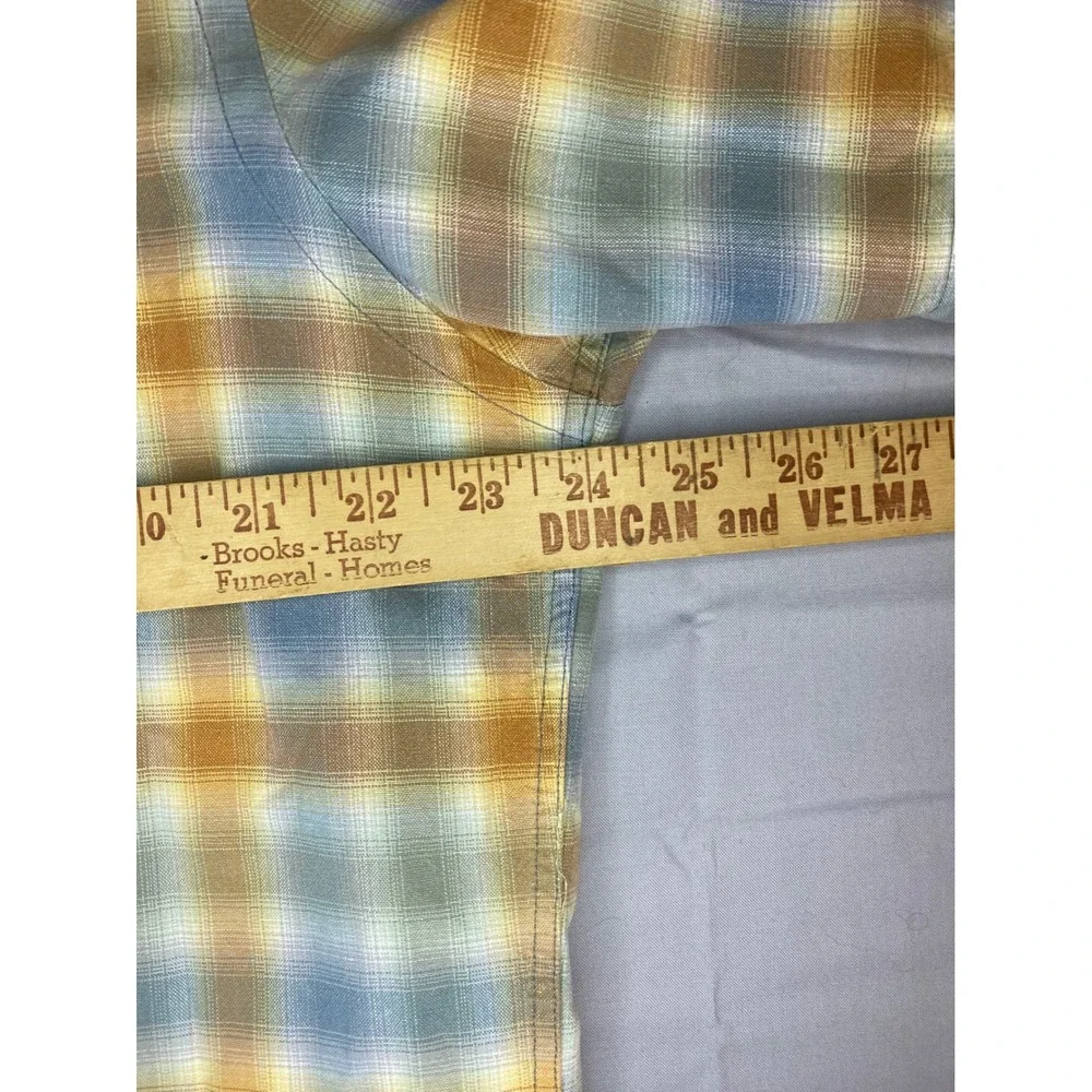 Pendleton Hiker Shirt Mens Large Blue Orange Plaid Excellent Short Sleeve Cotton
